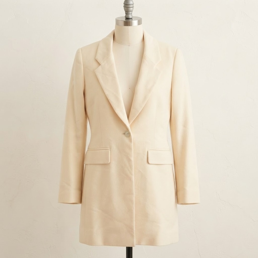 HUGO BUSCATI Women's Size 2 Vintage Butter Yellow Wool Blazer Jacket Coat